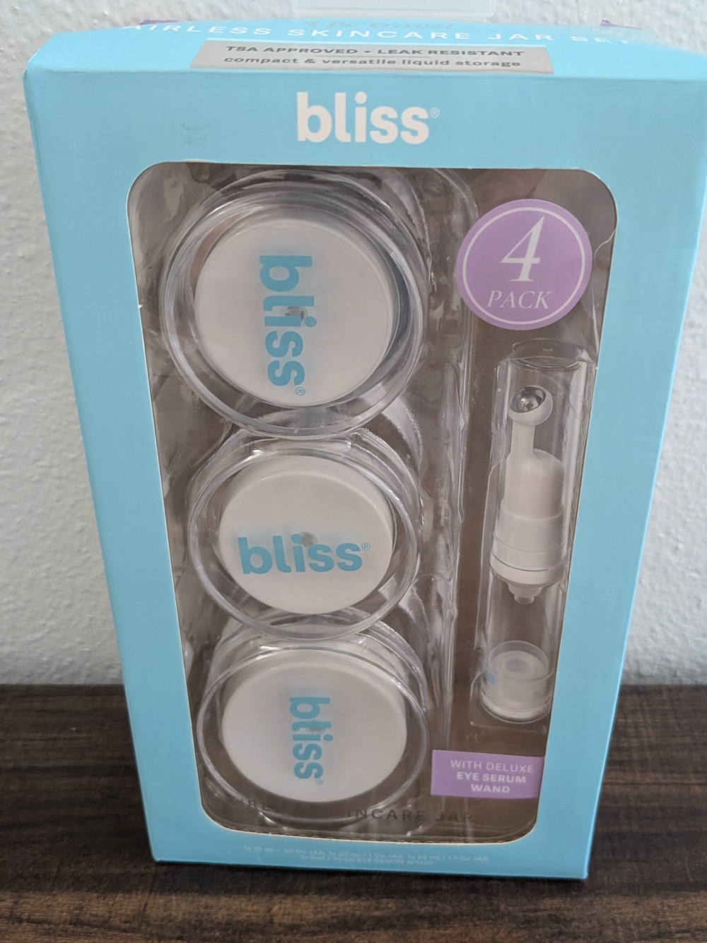 Bliss Travel Eye Cream Jars & Serum Wand β White & Light Blue
